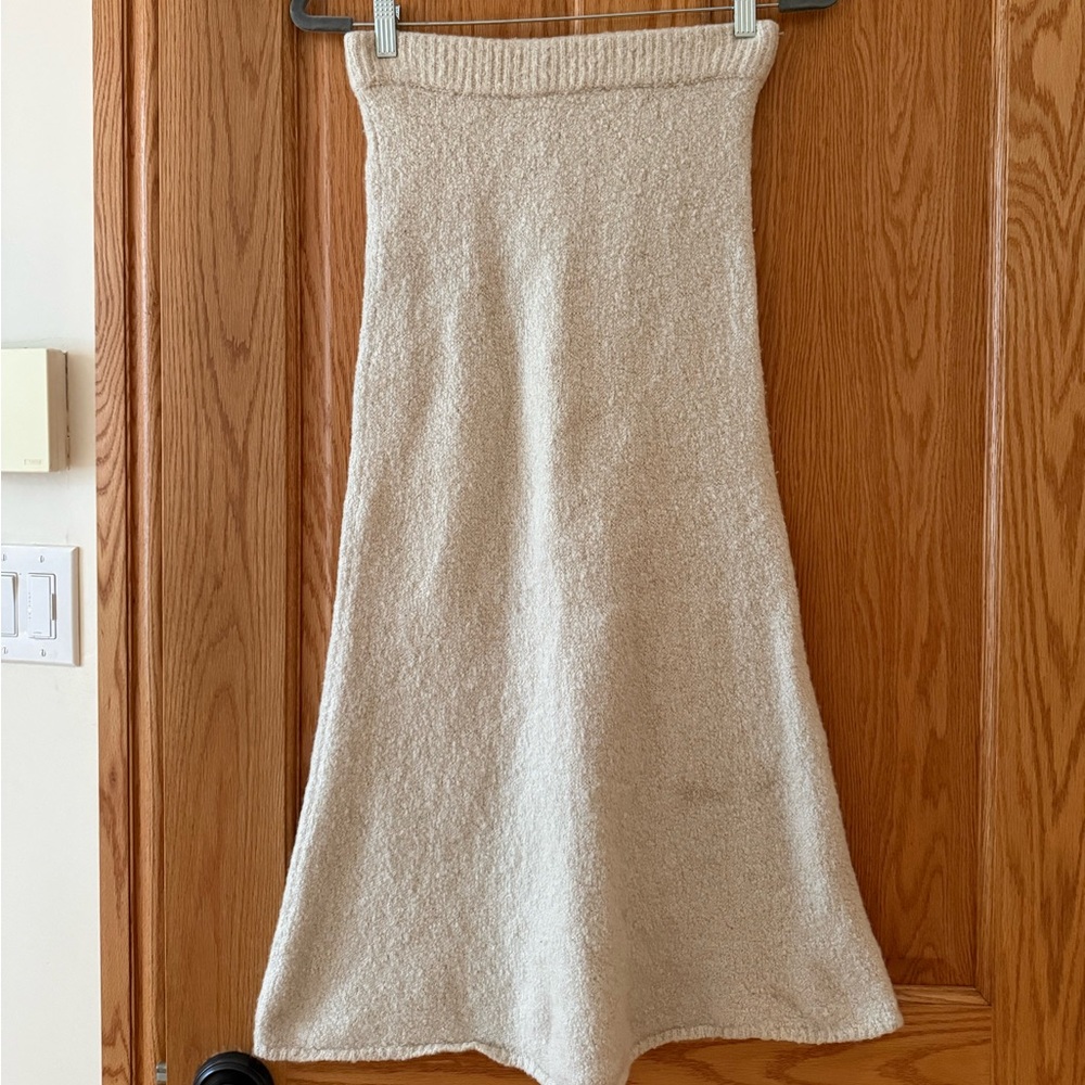 Stylein Cream Knit A-Line Maxi Skirt